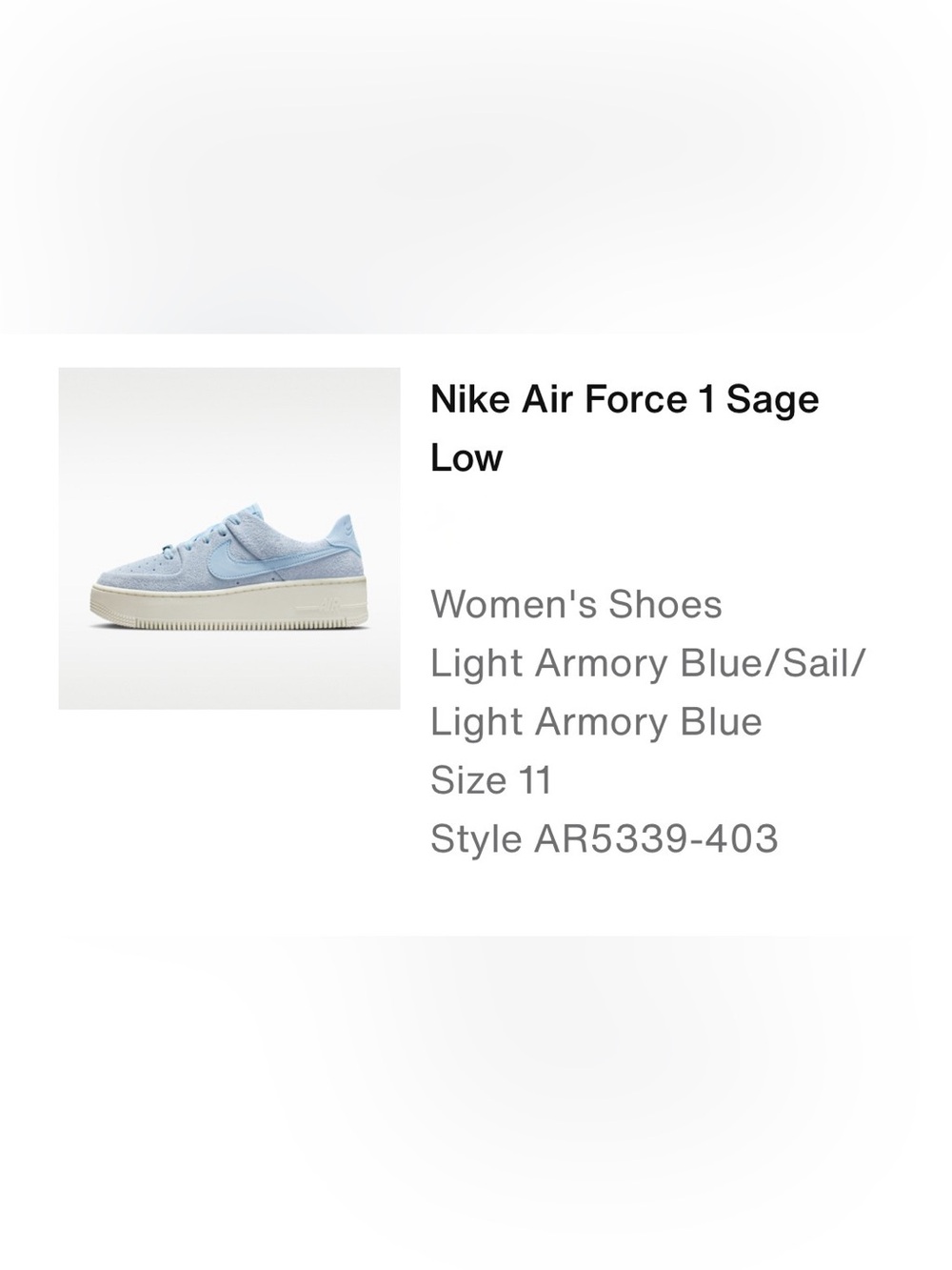 Nike Women's Air Force 1 Low - Light Blue
